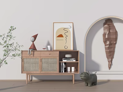 Antique Entrance Cabinet Sideboard Display Cabinet Bookcase 3d model
