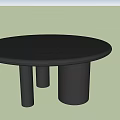 Stylish Black Round Coffee Table Featuring Three Cylindrical Legs For Modern Interior 3d model