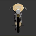 Vintage Motorcycle With Wooden Body Brown Leather Seat And Round Headlight