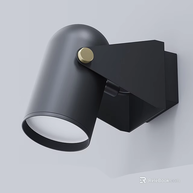 Modern Black Wall Light With Adjustable Arm And Round Shade Design 3d model