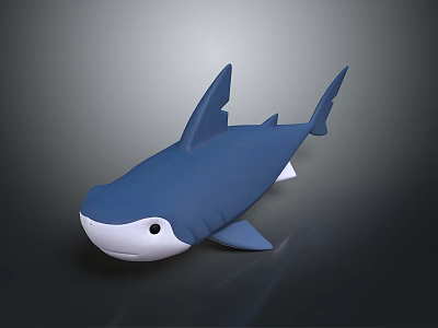 Cartoon Shark Character 3D Model Figurine With Cute Blue And White Design 3d model