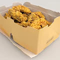 Golden Crispy Fried Chicken Pieces in Takeout Paper Box Container 3d model