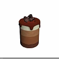 Layered Chocolate Vanilla Cup Dessert with Crumbled Base Chocolate Curls and Drizzle