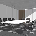 Modern Conference Room Interior Design With Long Table TV Screen And Chairs
