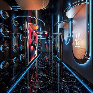 Modern KTV aisle nightclub corridor aisle box doorplate 3d model