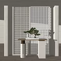 New Chinese style partition glass brick screen partition 3d model