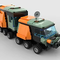 Orange And Green Building Blocks Rover With Satellite Dish And Wheels