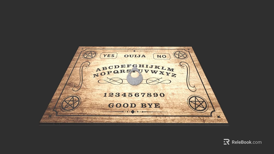 Wooden Ouija Board With Letters Numbers YES NO And Pentagram Symbols 3d model 