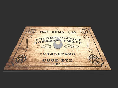 Wooden Ouija Board With Letters Numbers YES NO And Pentagram Symbols 3d model