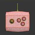 Pink Fabric Box With Strawberry Decoration Circular Buttons And Edge Patterns