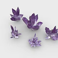 Purple Crystal Clusters Decorative Natural Gemstone Specimens With Unique Shapes 3d model