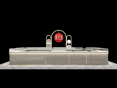 Elegant Jewelry Store Exterior With Gold Display Counters And Brand Signage 3d model