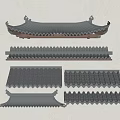 Traditional Chinese Roof Components with Various Tile Designs and Eave Structures 3d model