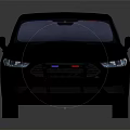 Black Police Sedan With Roof Emergency Lights And Front Badge Design