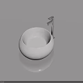 Modern Round Bathroom Basin with Chrome Faucet and Gray Surface Reflection 3d model