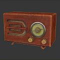 Vintage Electronic Radio With Red Wooden Case Speaker Grille Round Dial And Knobs
