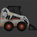 White Red Skid Steer Loader Model 1300 With Black Cab And Front Bucket 3d model