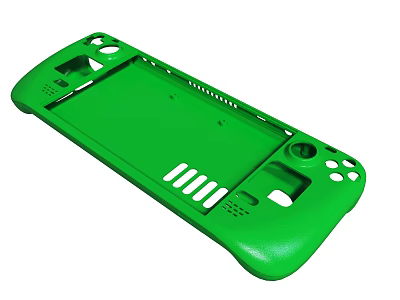 Green Game Controller Shell With Ergonomic Grip And Accessory Openings 3d model