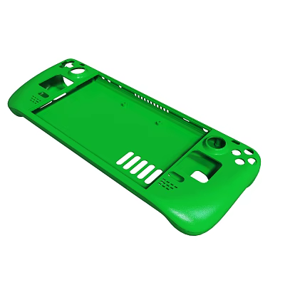 Green Game Controller Shell With Ergonomic Grip And Accessory Openings 3d model