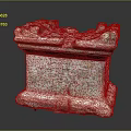 Ancient Stone Architectural Component With Weathered Surface And Carved Patterns Displayed On Reflective Base 3d model