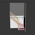 Modern Wooden Curved Staircase With White Wall And Railing Design
