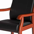 Classic Office Chairs With Black Leather Seats Wooden Armrests And Legs