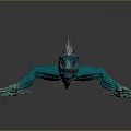 Teal Dragon Sculpture With Elongated Body Gold Accents And Detailed Head On Dark Background