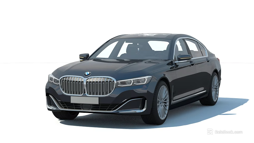 Black BMW Luxury Sedan With Front Grille LED Headlights Sleek Body Lines Alloy Wheels 3d model 