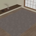Soft Light Gray Square Carpet On Wooden Floor Near Window With Wooden Bench
