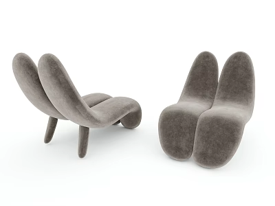 Modern Abstract Sofa Featuring Curved Design And Taupe Color Unique Shape 3d model