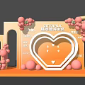 2024 Valentine's Day Photo Spot With Heart Shaped Frame Pink Balloons Sunset Sky