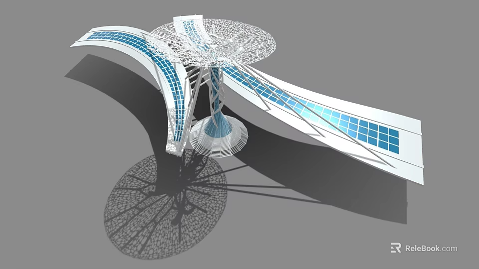 Modern Daily Electrical Appliance With Blue Panel And Curved Grid Structure Design 3d model