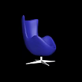 Blue Modern Accent Chair With Curved Backrest And Silver Star Shaped Base
