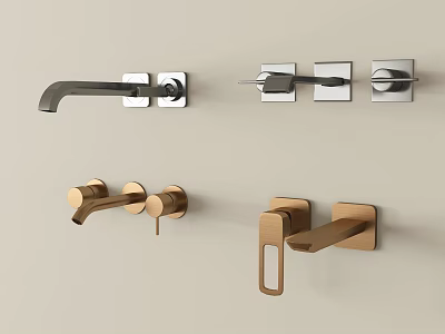 Modern Wall Mounted Faucets With Various Styles And Color Options For Bathrooms 3d model