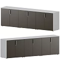 Modern TV Cabinet With Dark Gray Doors White Frame And Metal Handles
