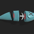 Blue Segmented Fish Toy Model With X Eyes And Connecting Parts