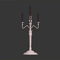 Elegant Silver Candelabra With Three Red Candles And Polished Base