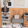 Wooden Shoe Cabinet With Cat Hole Design And Multi tier Shelf For Shoes And Bags