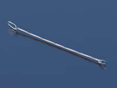 Silver Metal Slender Hair Accessory With Double Loop Ends For Daily Use 3d model