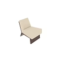 Modern Leisure Accent Chair With Beige Fabric Upholstery And Dark Brown Wooden Frame