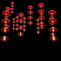 Hanging Red Lanterns Photo Spot With Black Background And Bright Illuminated Lights