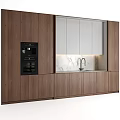 Modern Kitchen Interior With Marble Countertop White Wooden Cabinets Appliances Sink And Faucet