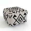 Square Upholstered Stool With Black And White Geometric Pattern For Modern Home Decor