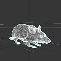 Gray 3D Model Mouse With Large Ears Small Eyes On Dark Background 3d model