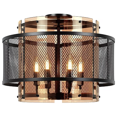 Industrial Style Ceiling Light With Black Metal Mesh And Warm Glow 3d model