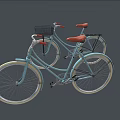 Two Light Blue Bicycles With Orange Seats And Black Front Baskets