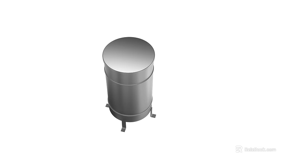 Metallic Silver Cylindrical Building Component With Smooth Finish And Supporting Legs 3d model 