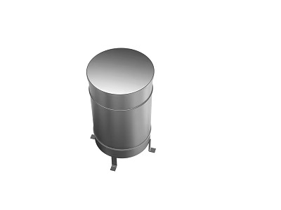 Metallic Silver Cylindrical Building Component With Smooth Finish And Supporting Legs 3d model