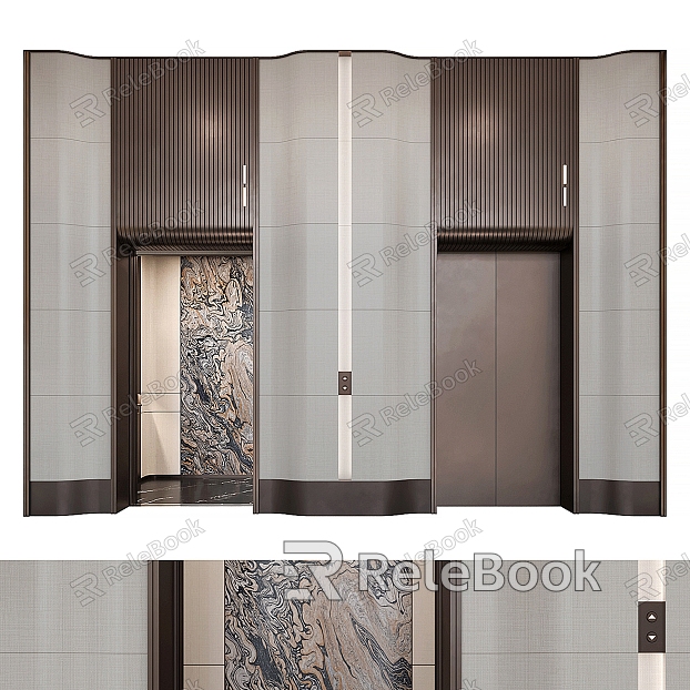 European-style two-door elevator hall model