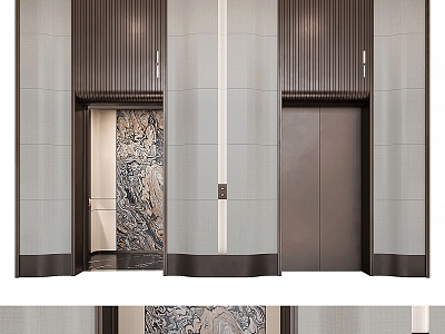 European-style two-door elevator hall model